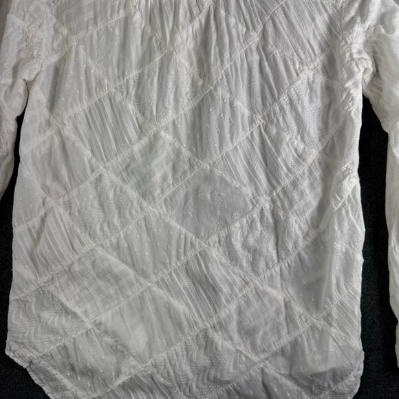 Sundance White Patchwork Button Shirt M 100% Cotton Boho Blouse - Picture 8 of 10